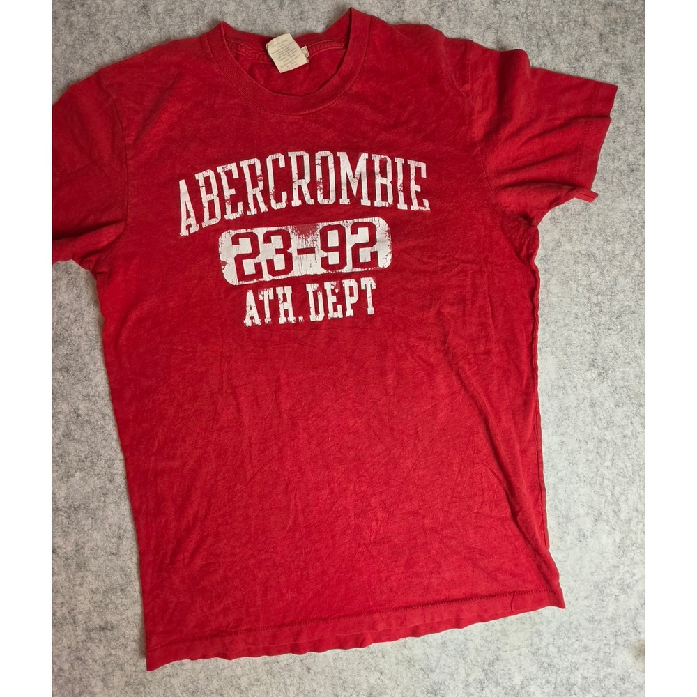 Vintage Abercrombie & Fitch Athletic Dept T Shirt Red Graphic Tee Mens Small Y2K